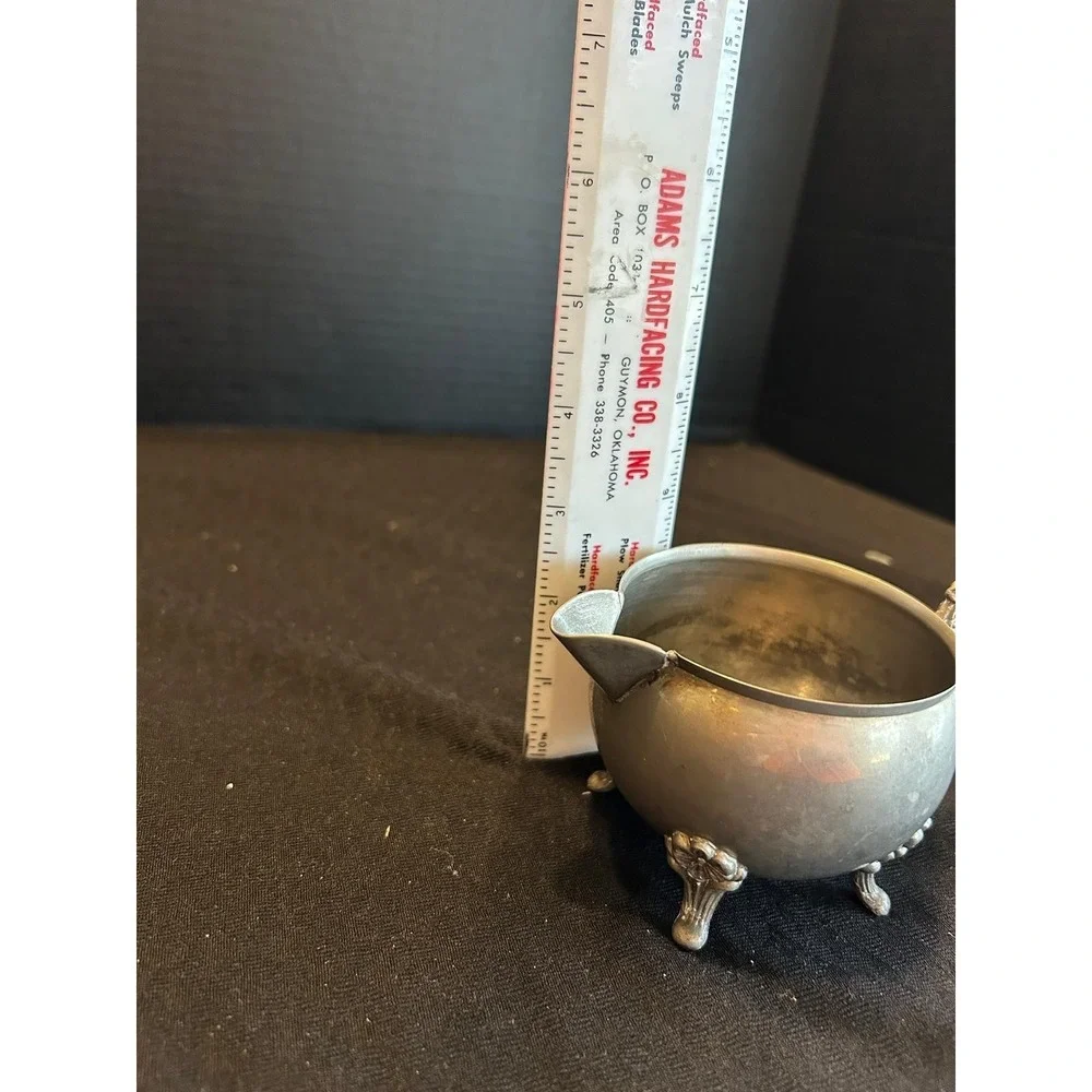 Vintage Leonard‎ Silver Plated Footed Creamer Detailed Floral 3.25